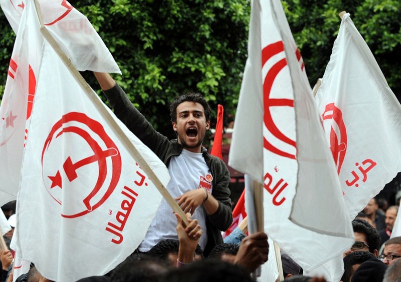 Первомайский митинг  в городе Тунис 1 мая 2013 года. 
